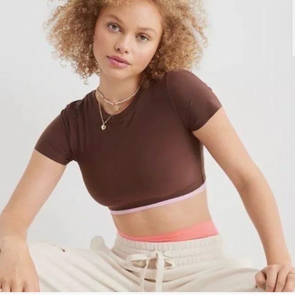 Aerie Smoothez Chocolate Brown Crop Top